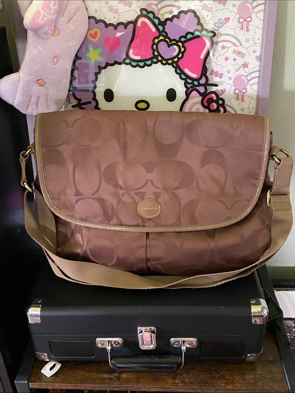 Coach Brown Signature Crossbody Messenger Bag